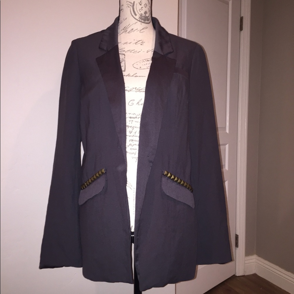 Free People grey blazer with stud detail